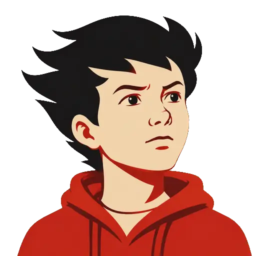 Codex-generated propaganda-style adaptation of Roon's public cartoon avatar, with black swept hair and a red hoodie